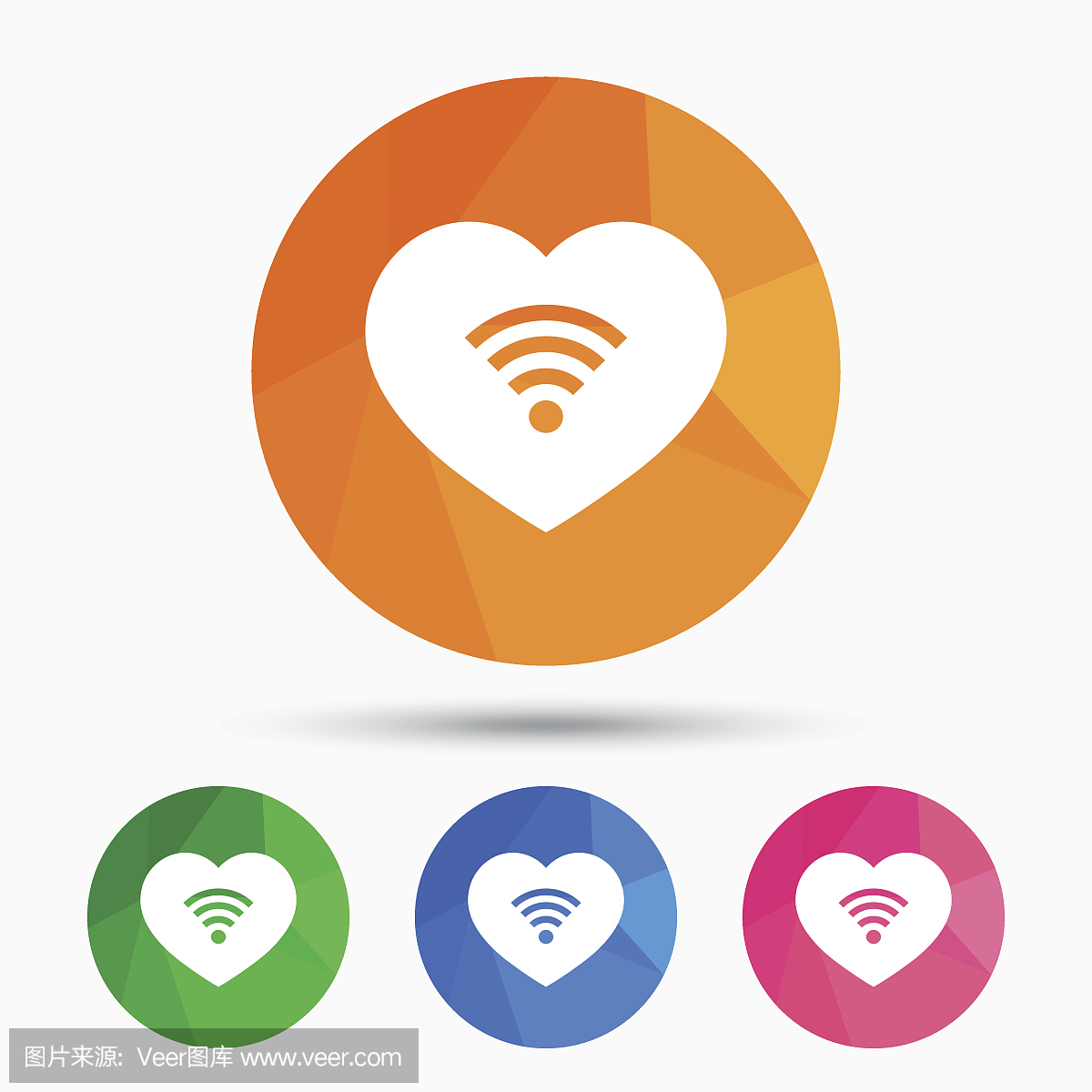 爱Wifi信号。wi - fi的象征。无线网络。
